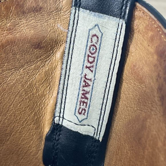 Cody James Boots Mens 9 D Black Leather Cowboy Western Almound Toe Pull On - Picture 8 of 10